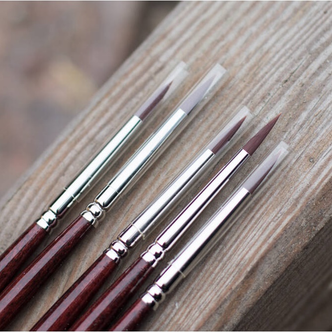 Aquarelpenselen set 5x synthetisch haar - punt