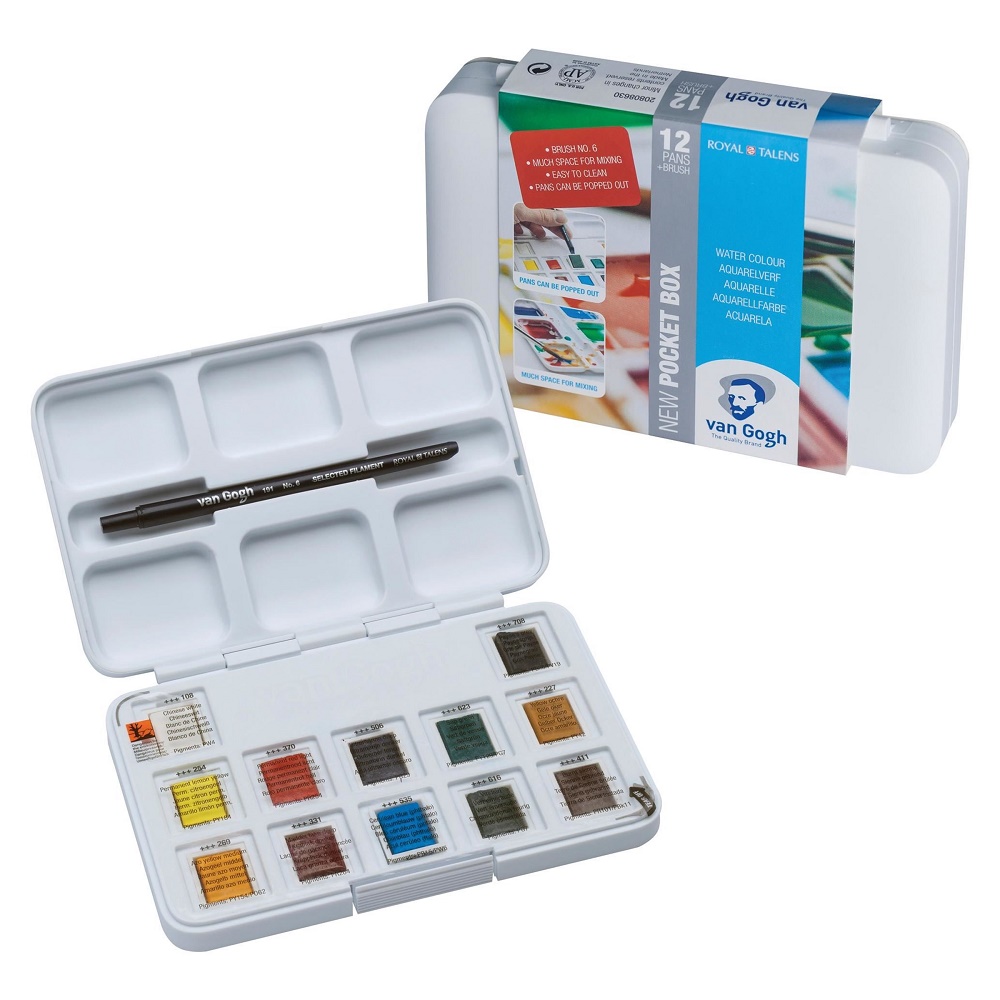 Van Gogh Aquarel Pocket Box - SET 12x 1/2 napjes + 3 gratis kleuren