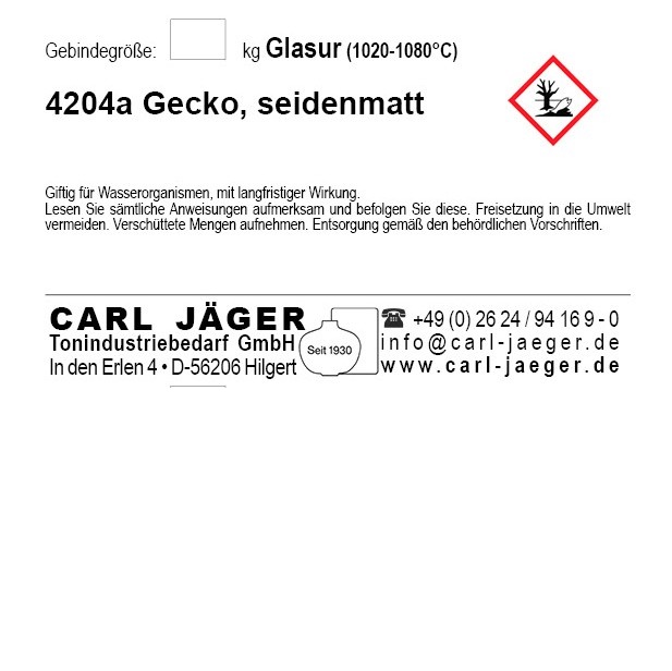 Aardewerkglazuur 1kg poeder - 4204a Gekko, zijdemat