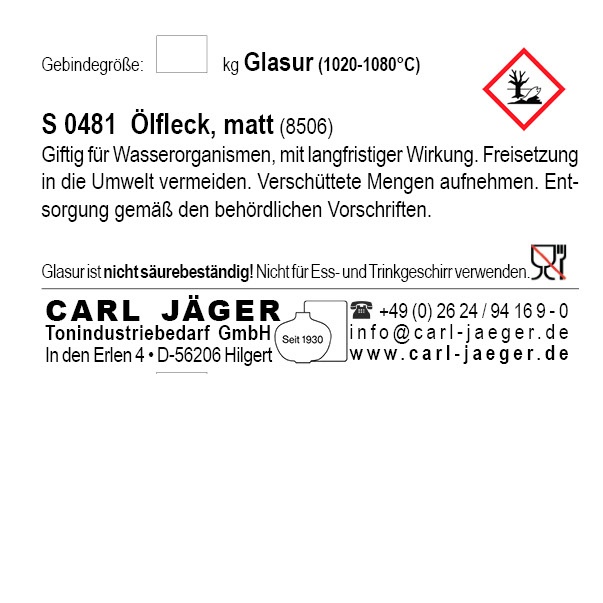 Aardewerkglazuur 1kg poeder - S0481 Olievlek, mat