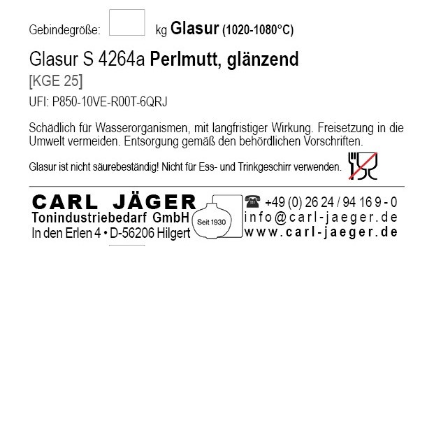 Aardewerkglazuur 1kg poeder - S4264a Paarlemoer, glanzend