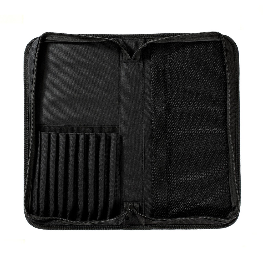 Schilders etui zwart nylon (met vakverdeling) 19x39cm