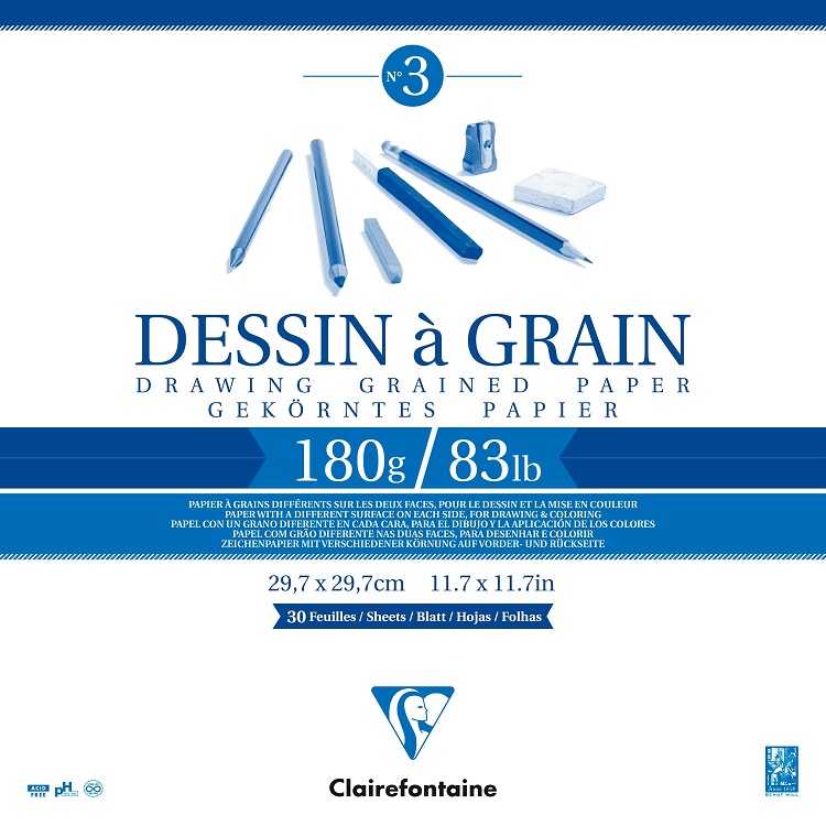 Clairefontaine Dessin Grain Tekenpapier blok 180gram 30vel - 30x30cm
