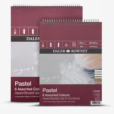 Daler Rowney Ingres pastelpapier blok spiraal 160gram ass. 6 kleuren - 22,9x15,2cm