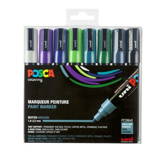 Posca Markers – SET 8x PC5M Koele kleuren