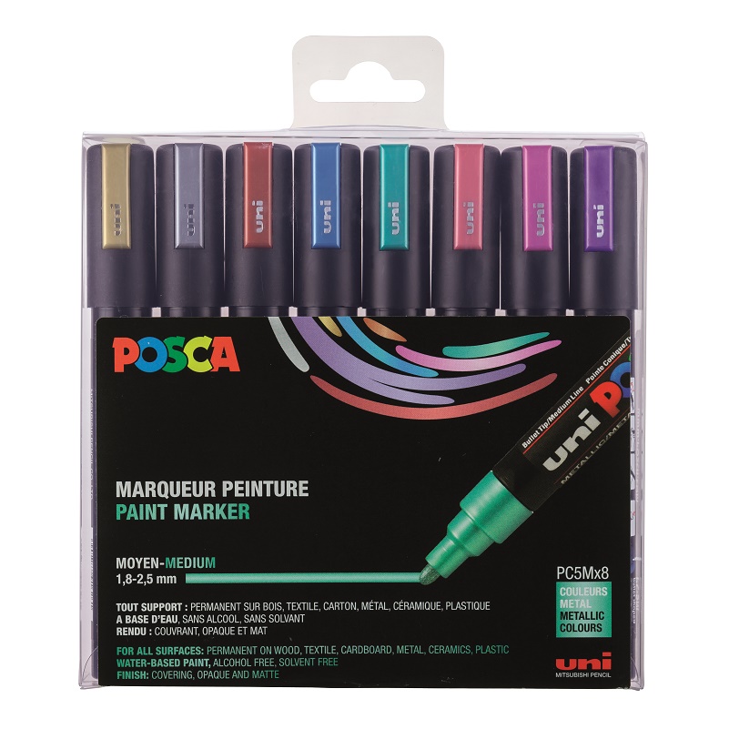 Posca Markers – SET 8x PC5M Metallic kleuren