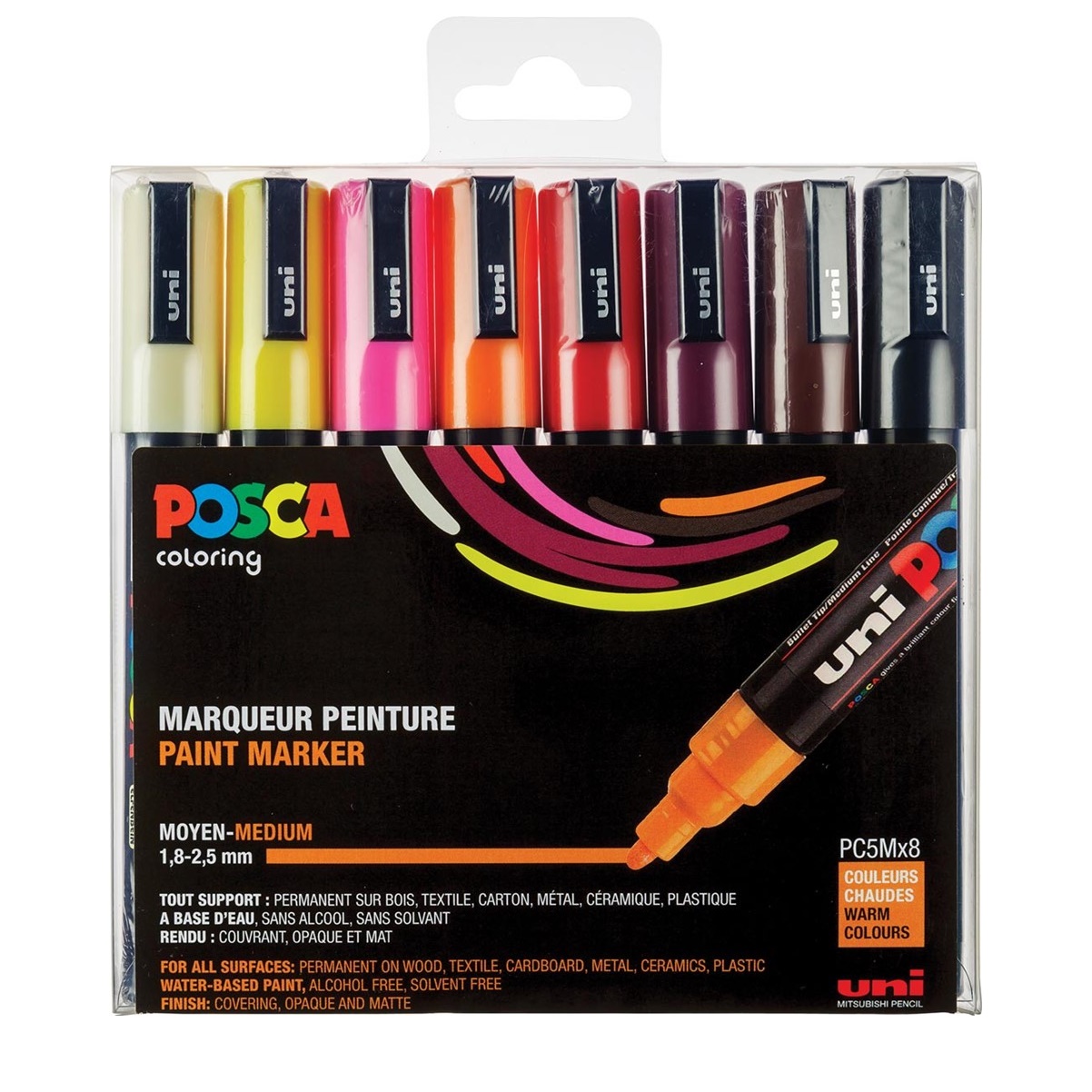 Posca Markers – SET 8x PC5M Warme kleuren