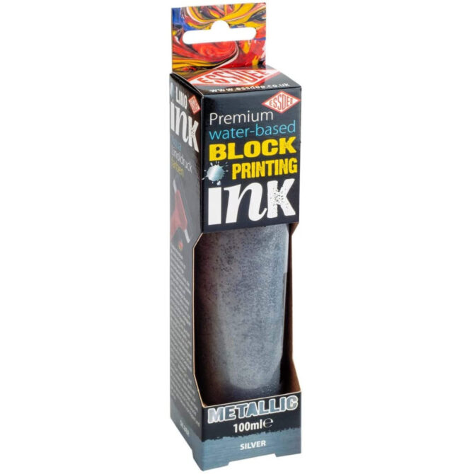Premium Waterbased Blockprinting ink 100ml - METALLIC SILVER