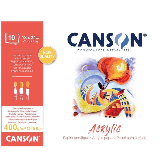 Canson ACRYLIC acrylverfpapier 400gram BLOK 10 vel - 18x24cm