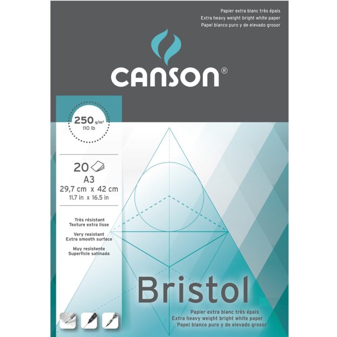 Canson Bristol grafisch tekenpapier blok 250gram - A3