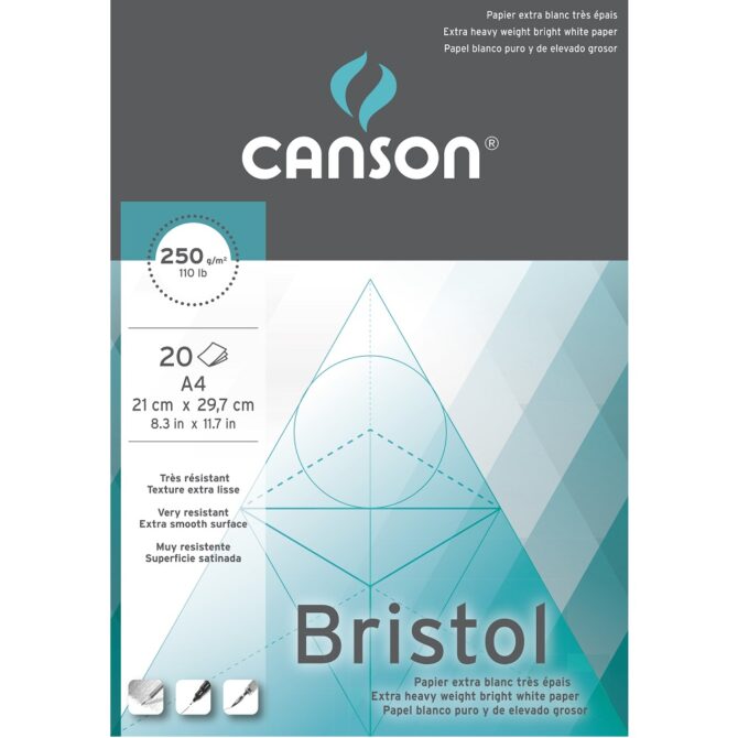 Canson Bristol grafisch tekenpapier blok 250gram - A4