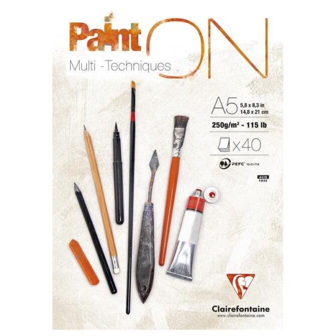 Clairefontaine PaintON Mix media - 250gram - Blok A5 WIT