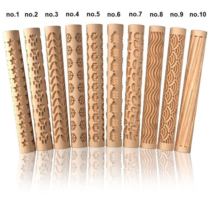 Kleiroller hout met motief 15cm - no.2 Hondenpootje